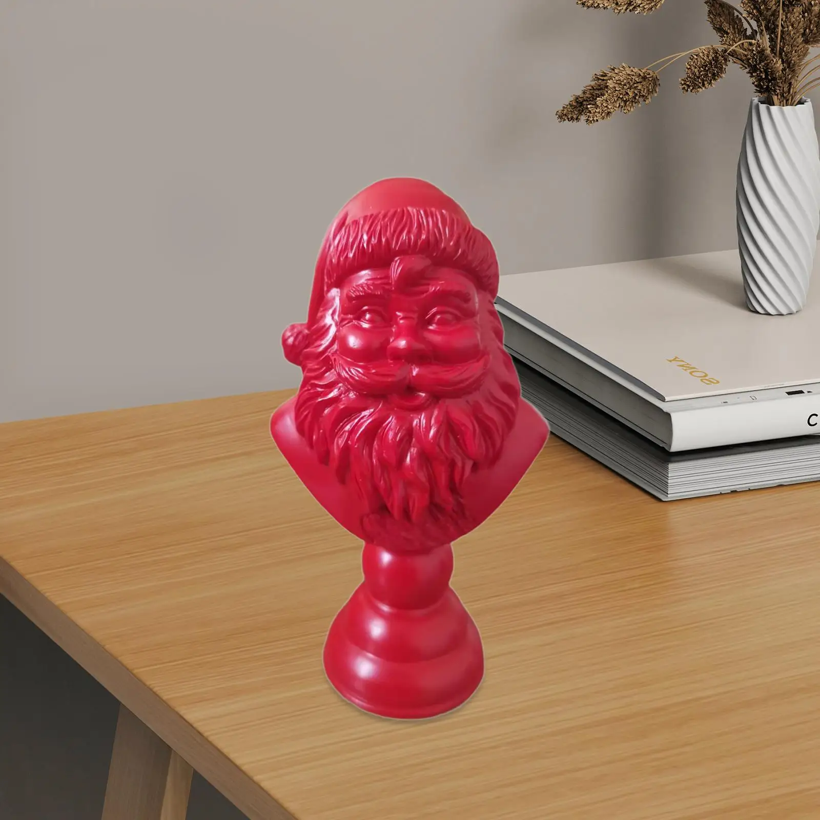 Figura de Papá Noel, estatua de medio cuerpo, escultura de resina artesanal, decoración navideña para mostrador - imagen 4