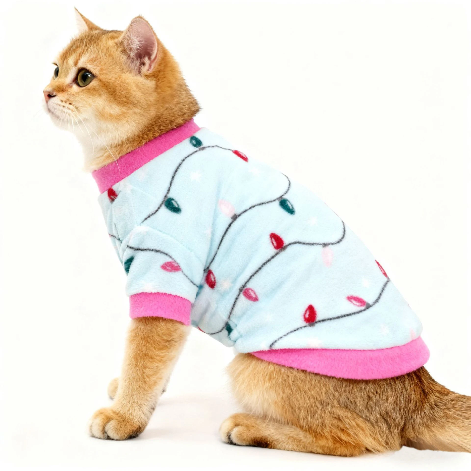 Camisa de lana para perros para invierno, ropa suave y cálida con estampado de corazón de hueso para perros pequeños y gatos, pijamas para cachorros de Chihuahua Yorkie - imagen 2