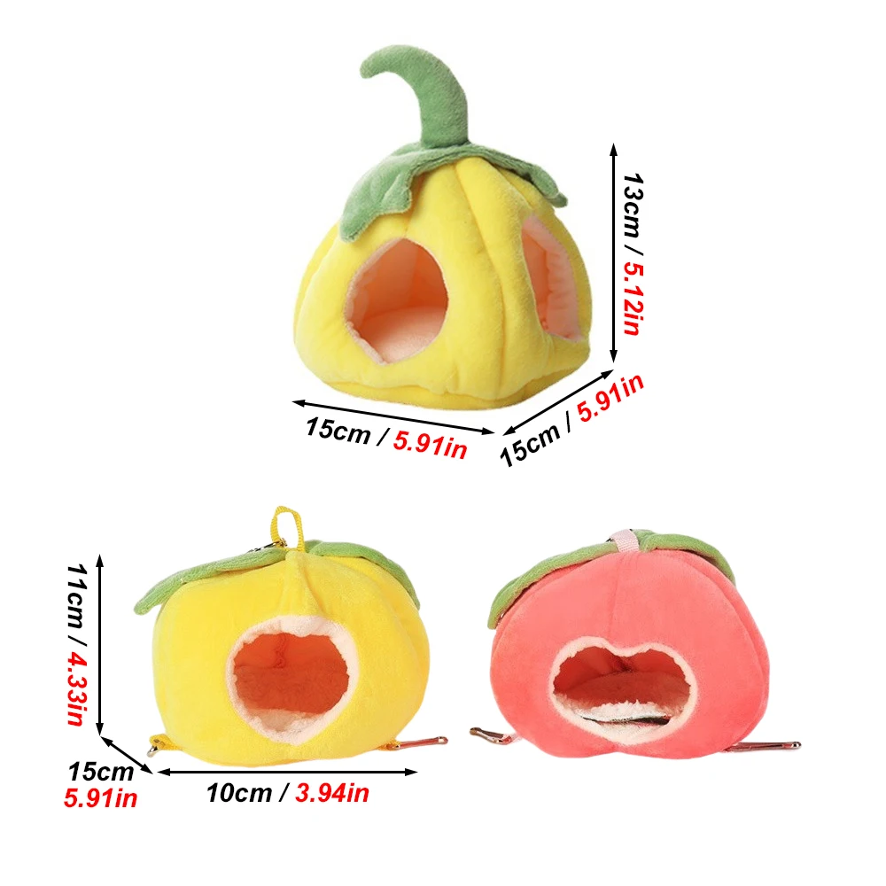 Nido de hámster en forma de fruta, cama colgante cálida para invierno y otoño, saco de dormir para animales pequeños, planeador de azúcar para mascotas, pájaro, hámster dorado, 1 ud. - imagen 3