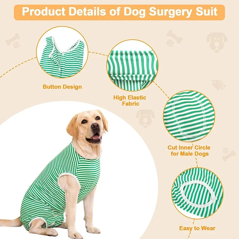 Traje de cirugía para perros, traje de recuperación de espía femenina para perros medianos y grandes, mono para perros después de la cirugía, mono antilamer para perros - imagen 3