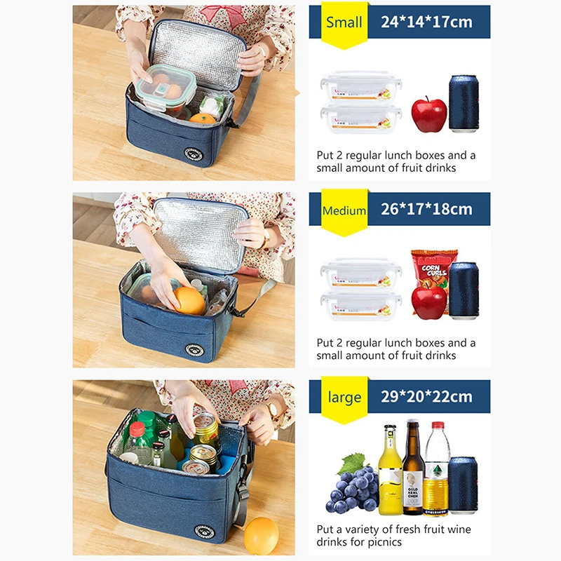 Bolsa de almuerzo portátil con aislamiento térmico, bolso refrigerador, mochila impermeable, bolsa Bento, bolsas de almacenamiento de alimentos para empresa - imagen 5