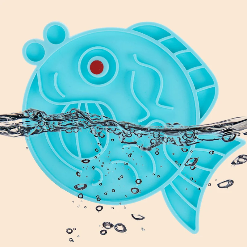 Estera de silicona para lamer mascotas, alimentador lento con succión en forma de pez, Mantel Individual para mascotas, tazón de alimentación de silicona antiasfixia, dispensador de alimentos - imagen 3