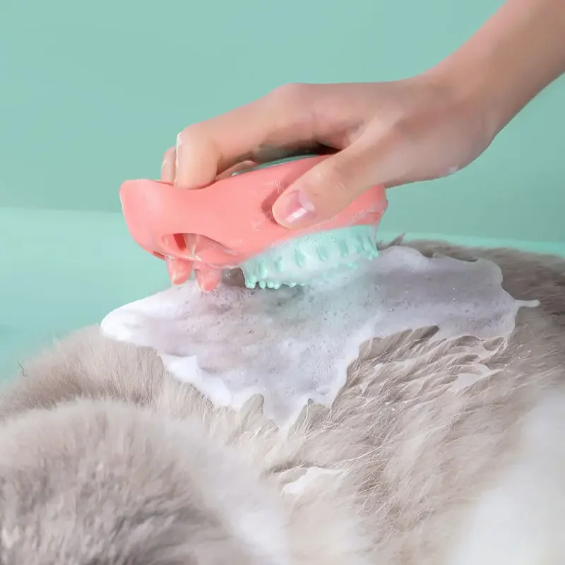 Cepillo de baño para gatos, cepillo de masaje con garra para el cuidado de mascotas, cepillo multifuncional suave de gel de sílice, peines de limpieza para gatos, suministros para gatos - imagen 3