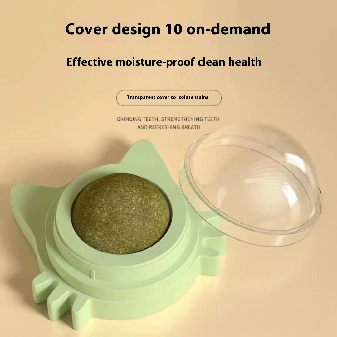 Bola giratoria de menta con orejas de gato, juguete interactivo feliz para gatos, gusanos, fruta, madera, Polygonum - imagen 2