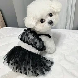 Vestido con estrellas para perros y gatos – Chaleco bordado con falda de tul