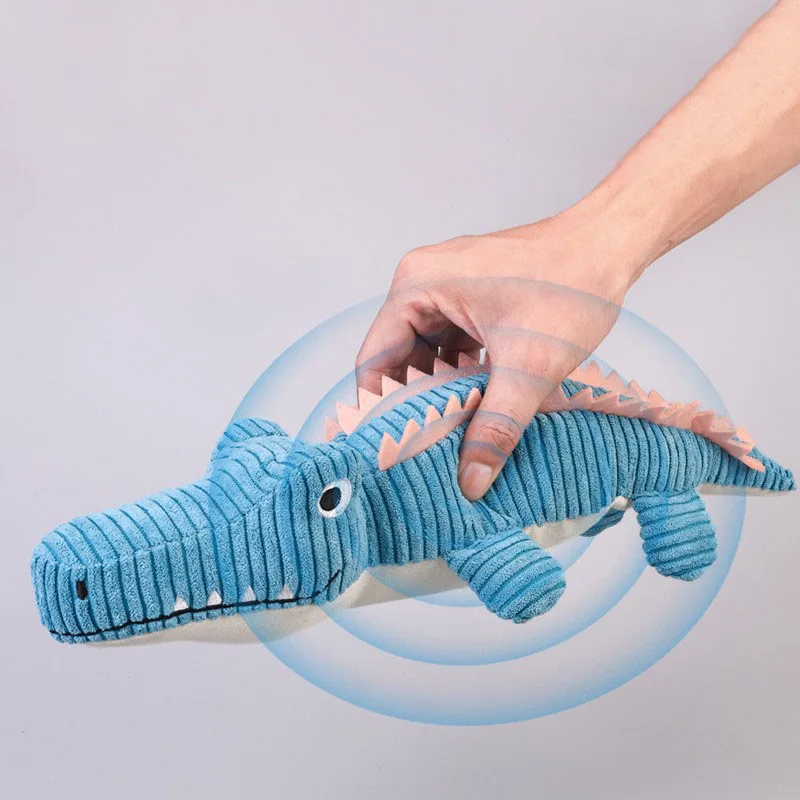 Juguete cocodrilo de peluche interactivo con sonido para perros y gatos - imagen 4