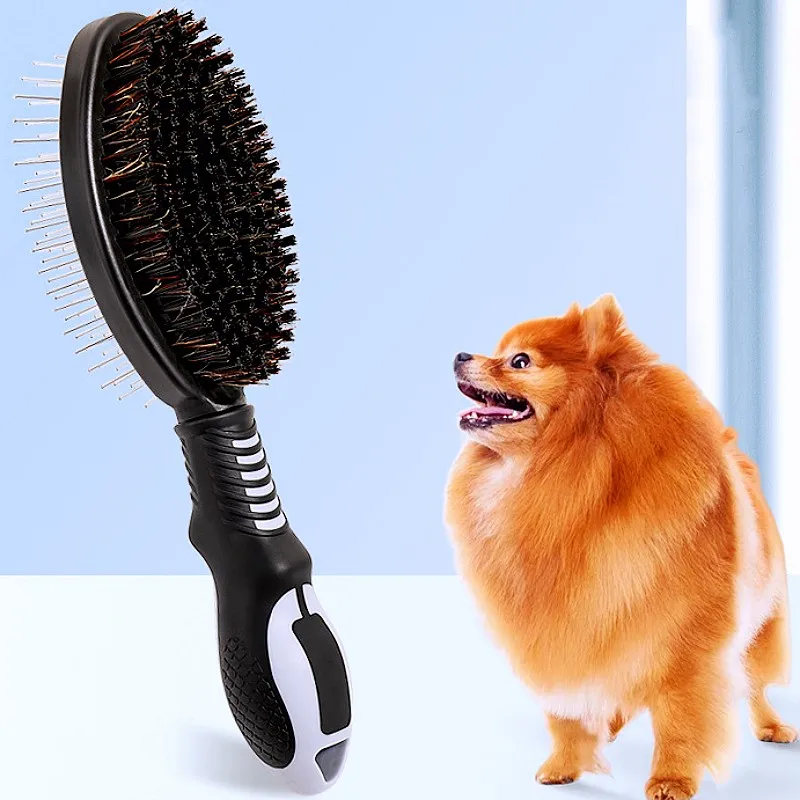 Cepillo para perros, peine de doble cara para perros, removedor de pelo para mascotas, peines de masaje para el cuidado de perros, limpieza de nudos de pelo de mascotas, cepillos para perros - imagen 2