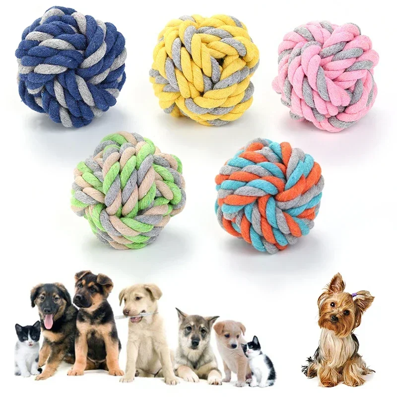 Nuevo Kit de juguetes interactivos de cuerda para perro, Bola de nudo fuerte y resistente, limpiador de dientes de algodón para cachorros, juguete para masticar para entrenamiento, suministros para perros - imagen 2