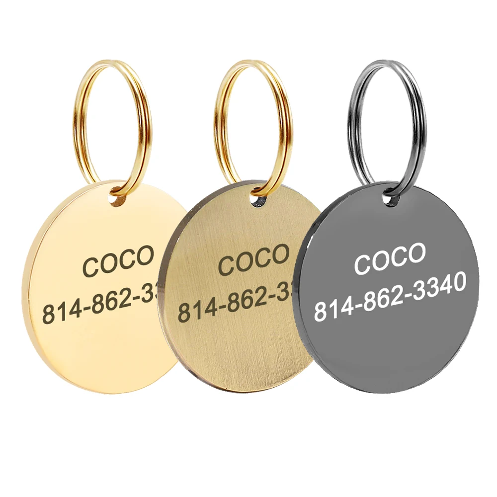 Stainless Steel Dog ID Tag Personalized Dogs Name Tags Custom Engraved Anti-lost Nameplate For Small Dogs Cats Pet Accessories - imagen 2