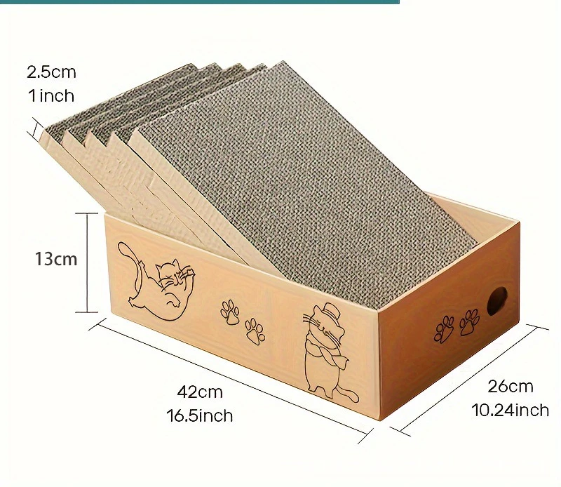 Caja rascadora gatos cartón corrugado dibujos animados – Cama interior - imagen 2