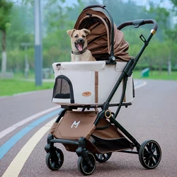 Cochecito para mascotas fuera de la luz, cochecito para caminar para perros y gatos, se puede separar y plegar para perros y gatos, cochecito mediano para perros