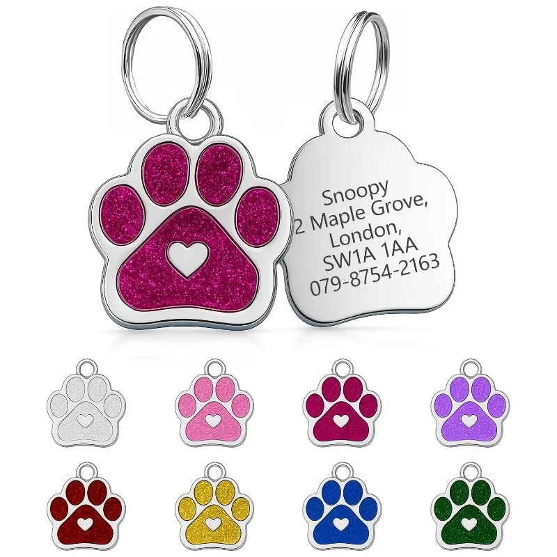 Placa identificación perro y gato corazón brillante personalizado - imagen 5