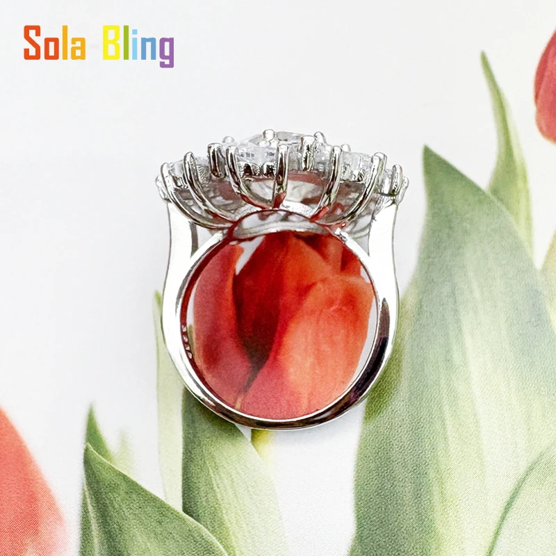 Anillo de moissanita Sola-Bling de 5 quilates, anillos de plata de ley 925 con certificado Gra para mujer, joyería elegante de regalo para fiesta - imagen 2