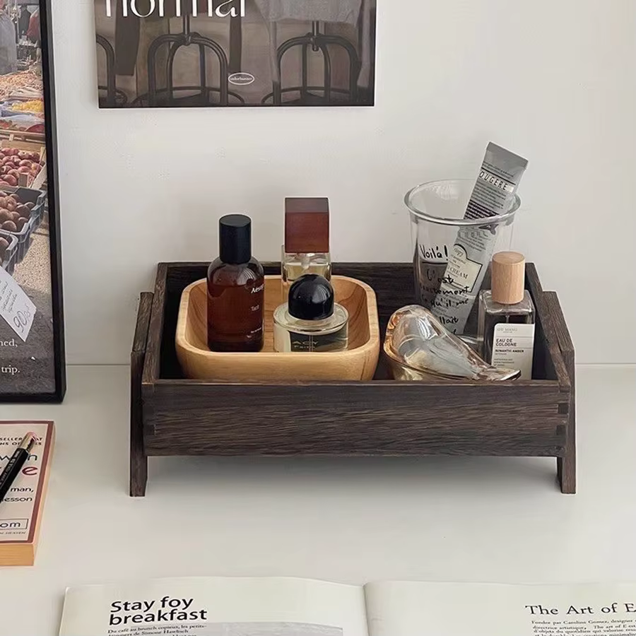 Soporte exhibición perfume para gatos y perros madera rústica abierto