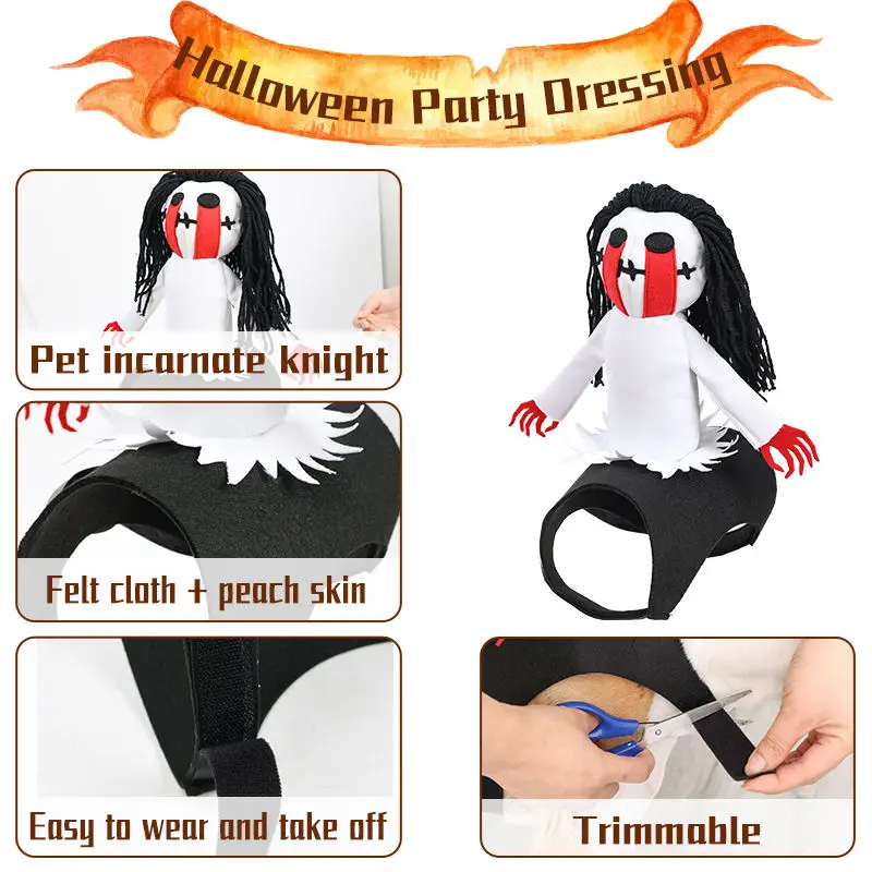 NONOR-accesorios divertidos de Halloween para mascotas, disfraces de miedo para perros grandes, disfraz de jinete, gran oferta - imagen 3