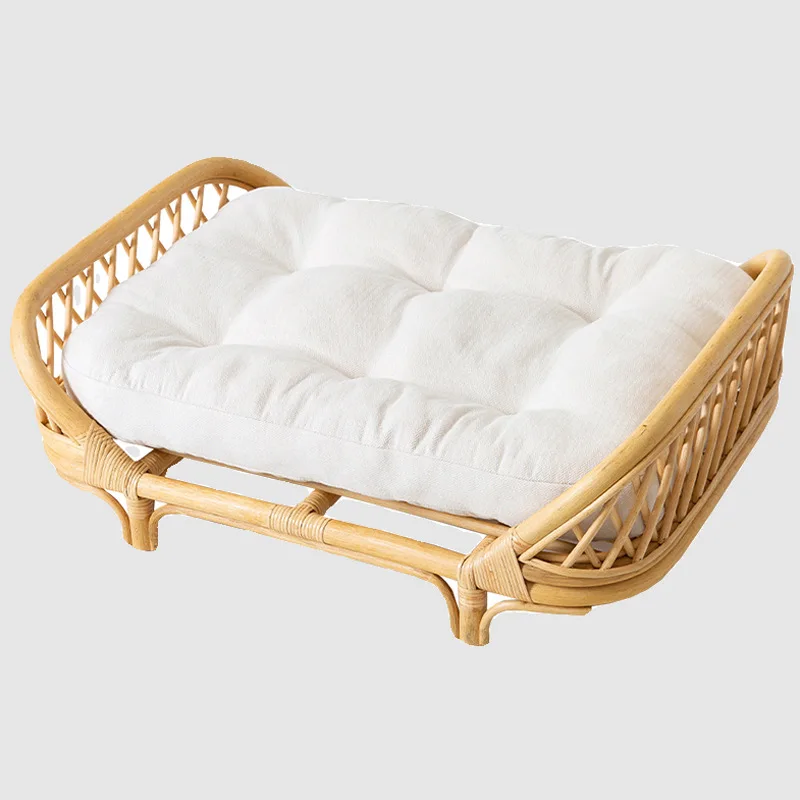 Cama de mimbre para perros, perrera de mimbre para perros medianos y pequeños, camas para perros de invierno y verano, nido para gatos tejido de mimbre Universal, suministros para cama para mascotas - imagen 5