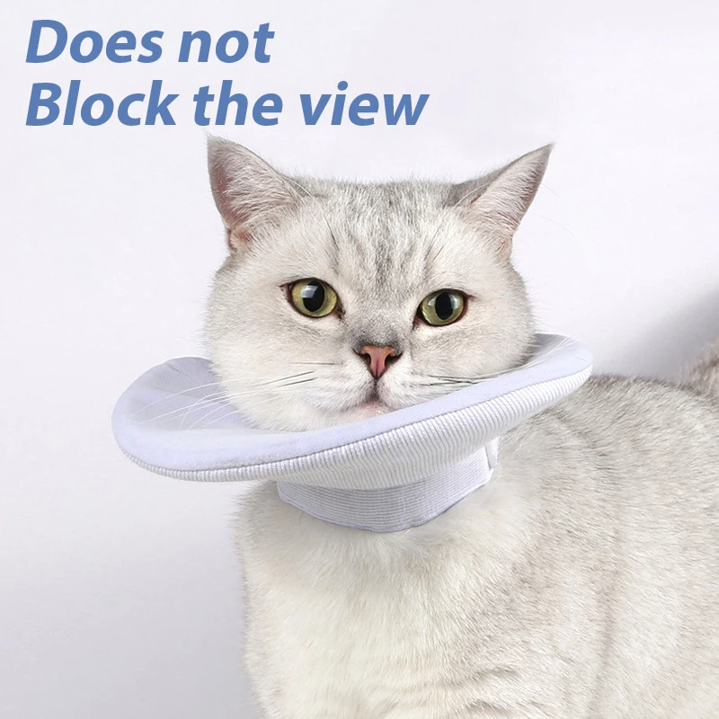 Cuello de Mascota para evitar mordeduras, babero suave de algodón ajustable, collar de protección para gatos, perros, comer y beber - imagen 5