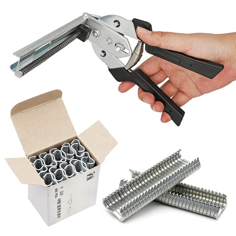 Jaula para animales, alicates para anillos de cerdo, abrazadera de sujeción Blcak y Kit de instalación de Clips M de 600 Uds., jaula para perros, pollo, conejo, visón, zorro y pájaro - imagen 2