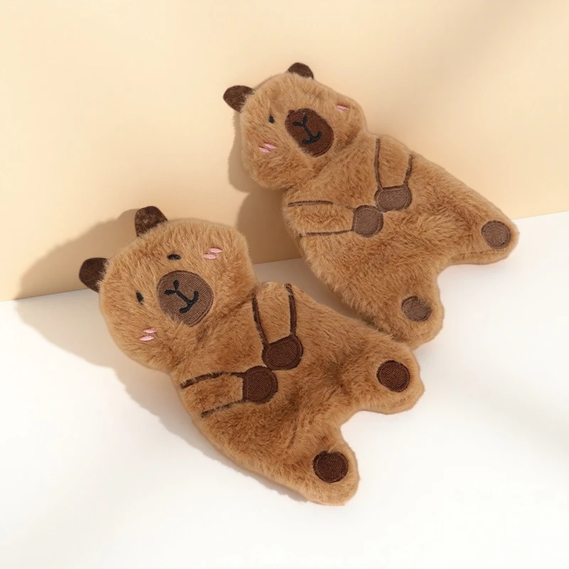 Juguetes chirriantes de oso capibara de peluche: lindo oso marrón resistente a masticar, juguete para perros y gatos sin relleno para juegos autónomos - imagen 2
