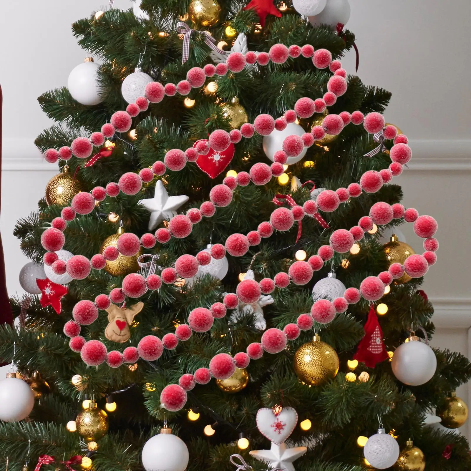 Guirnalda navideña de bayas rojas, decoración navideña de 8,9 pies, puerta colgante para fiesta en balcón, telón de fondo de boda de Año Nuevo, adorno para el hogar