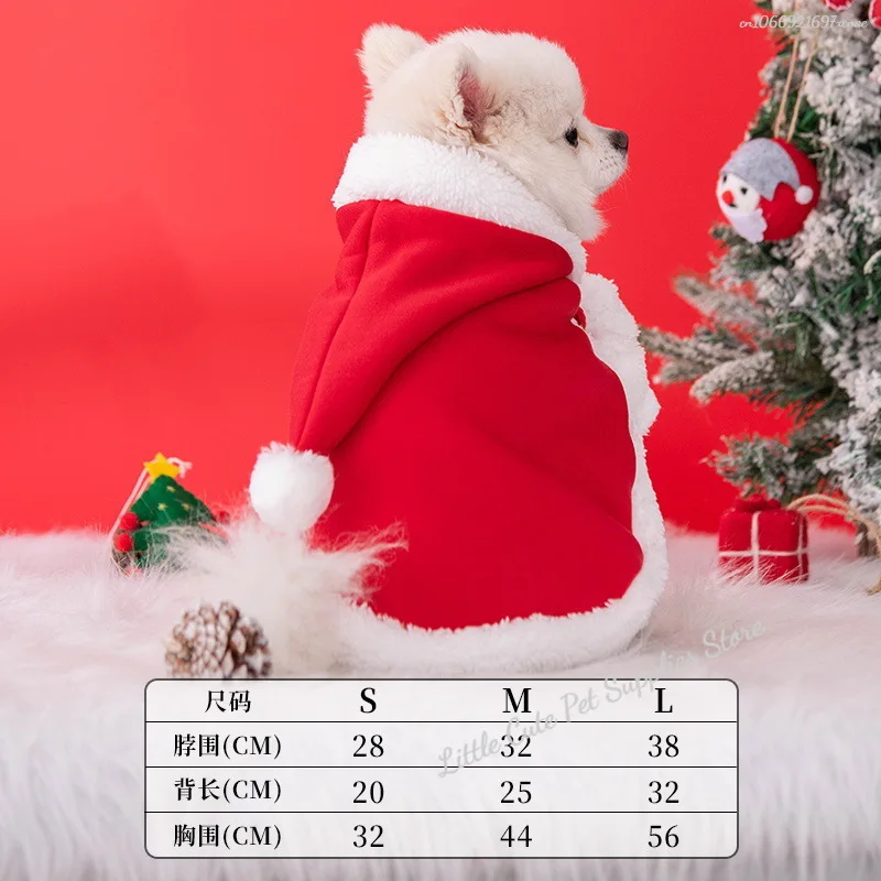 Christmas Cat Costume Santa Cosplay Pet Christmas Cape Dress Up Clothes Warm Red Scarf Cloak with Hat Pet Accessories - imagen 5