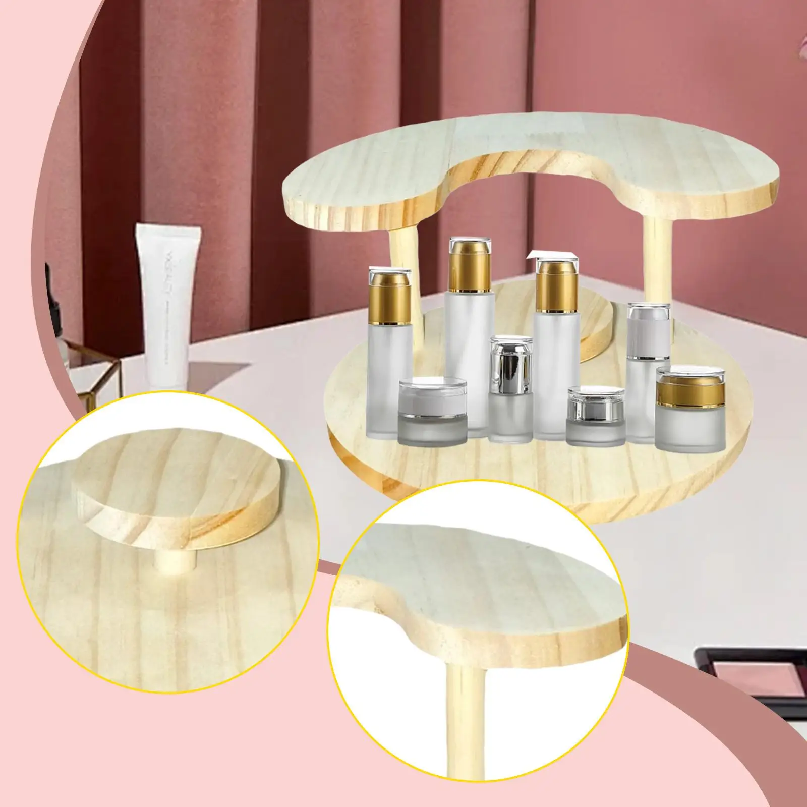 Soporte de exhibición de madera para magdalenas, elevador de escritorio de 3 niveles, organizador coleccionable multifuncional para figuras de acción, juguetes - imagen 3