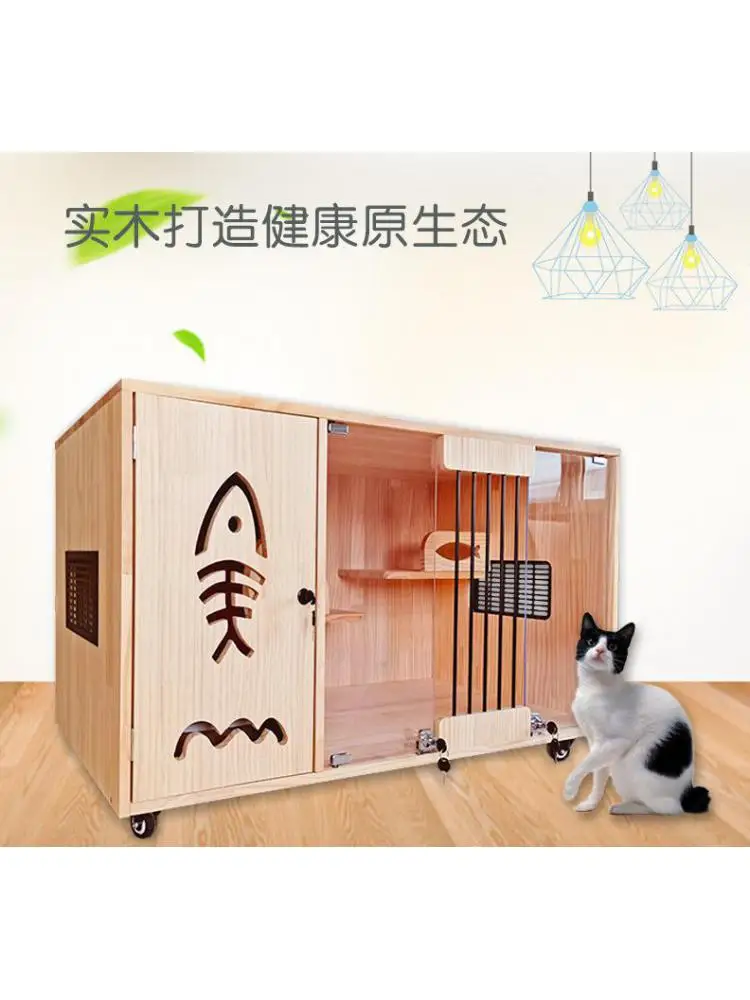 Vitrina de madera maciza de 120x60x60 para gato, mueble de exhibición duradero de tres pisos para casa de gato - imagen 2