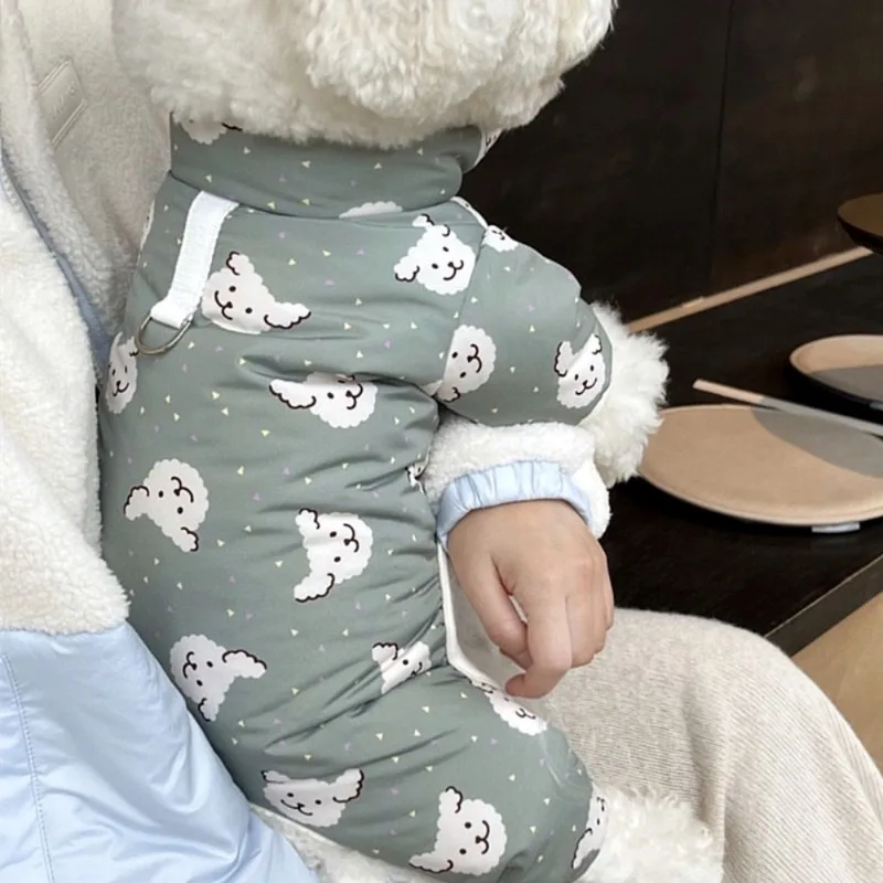Warm Dog Jumpsuit Clothes Winter Cat Fashion Desinger Dog Clothes Pet Cute Catoon Sweater Puppy Pajamas Chihuahua Dog Jackets - imagen 2