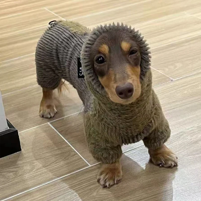 Suéter de visón sintético de manga larga a la moda para perros salchicha abrigo cálido de 4 patas para perros Wiener en invierno ropa suave para perros tejón - imagen 5