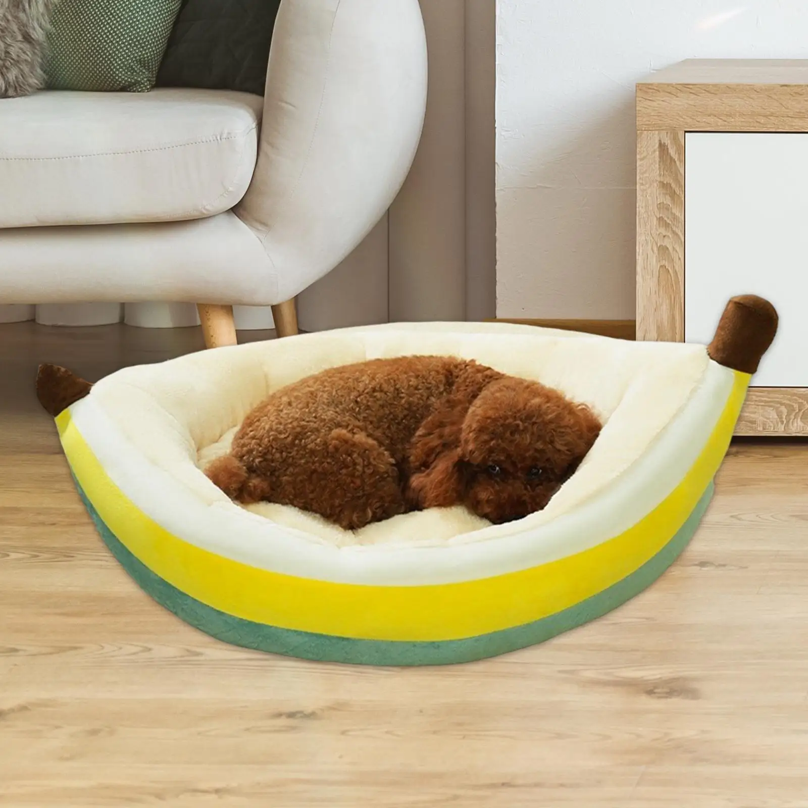 Dog Nesting Bed Banana Shape Plush Washable Breathable All Seasons Puppy Pad
