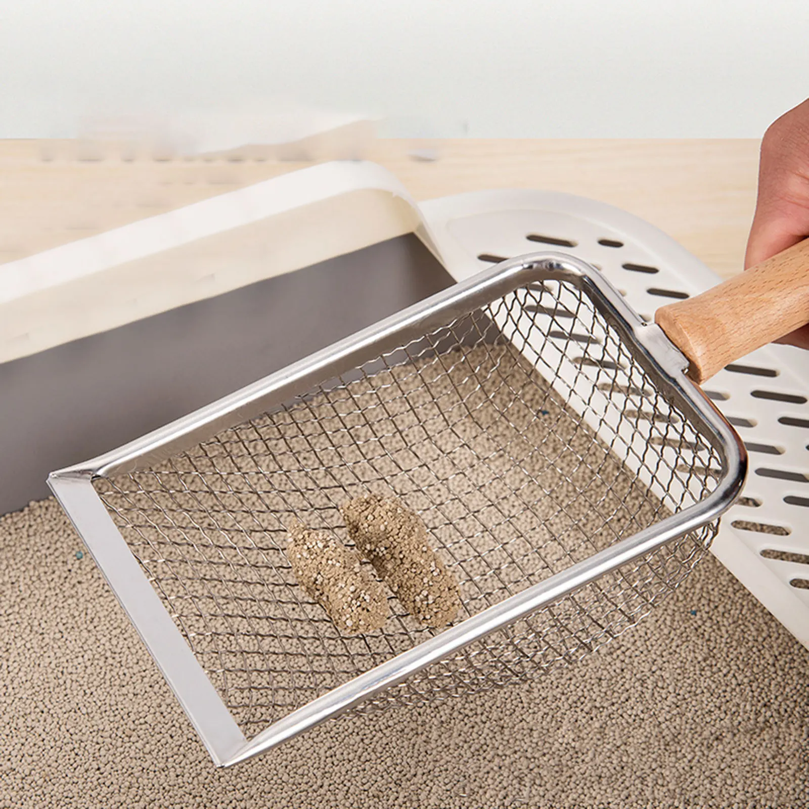 Pala de arena para gatos de acero inoxidable, pala de arena duradera, suministros para mascotas para lagartos, gatitos, perros, herramienta de limpieza instantánea - imagen 3