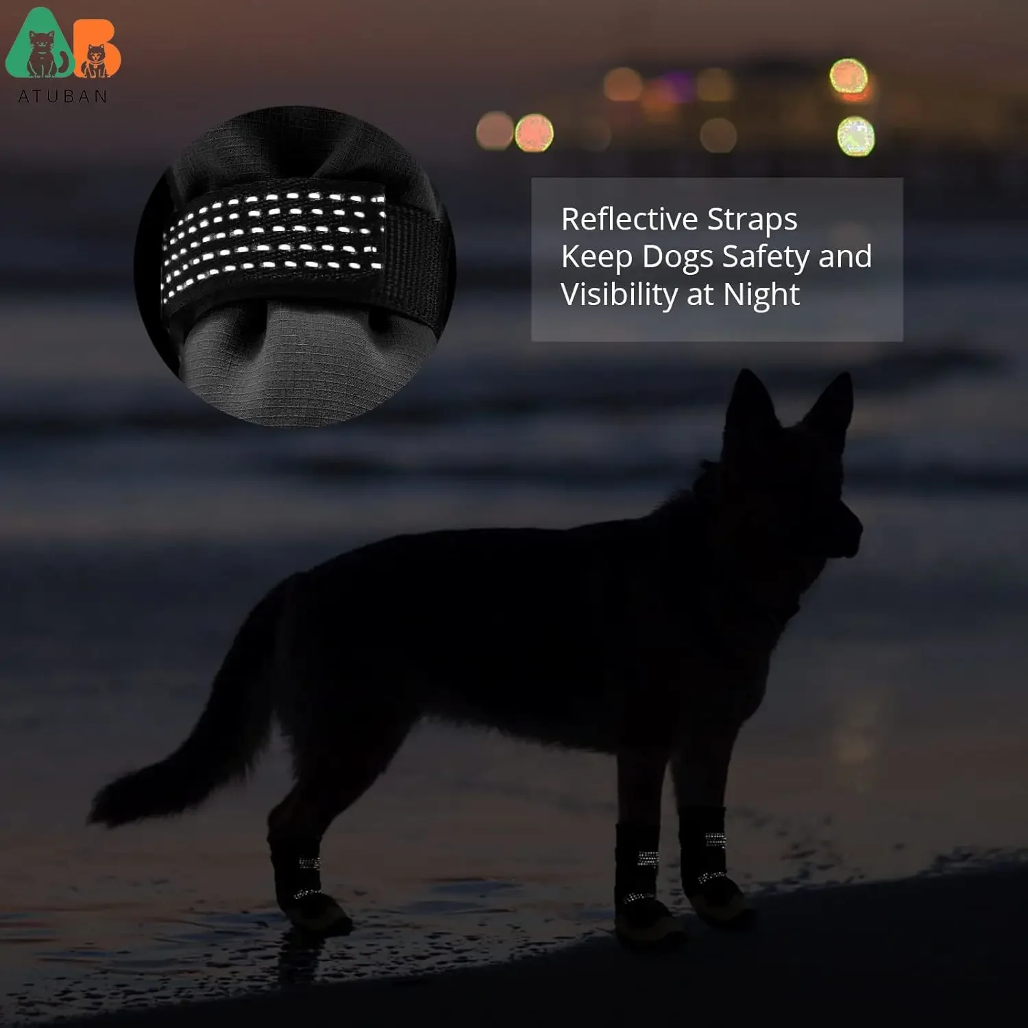 ATUBAN-zapatos antideslizantes para perros, botas y protectores de patas para el día lluvioso de verano, botas de nieve para perros, zapatos impermeables - imagen 3
