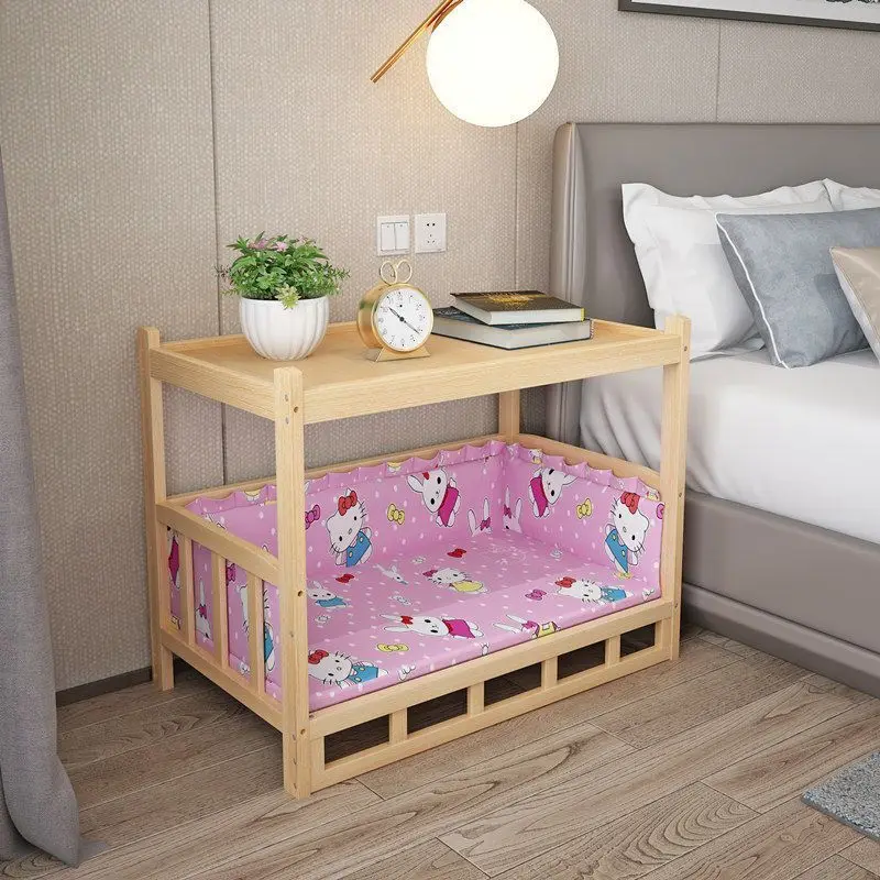 Casa de madera maciza para perros, lata de madera desmontada lavada para las cuatro estaciones, productos simples para muebles para mascotas, cama, accesorios para mesita de noche para el hogar - imagen 4