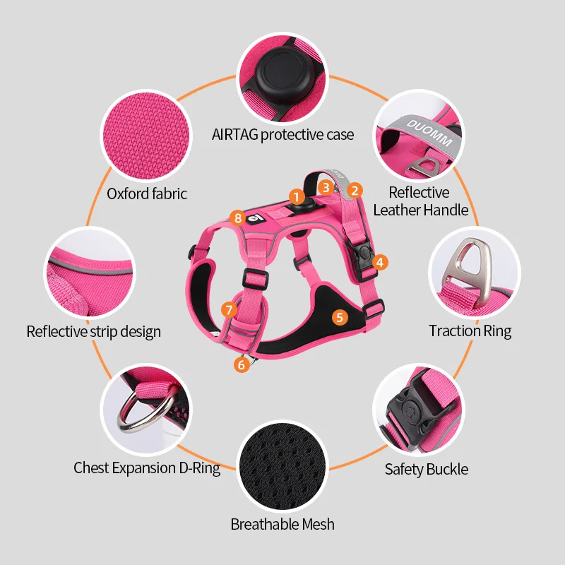 Anti Pull Dog Harness for Large Medium Dogs Reflective Escape Proof Tracker Chest Strap Breathable Adjustable Pet Supplies - imagen 2