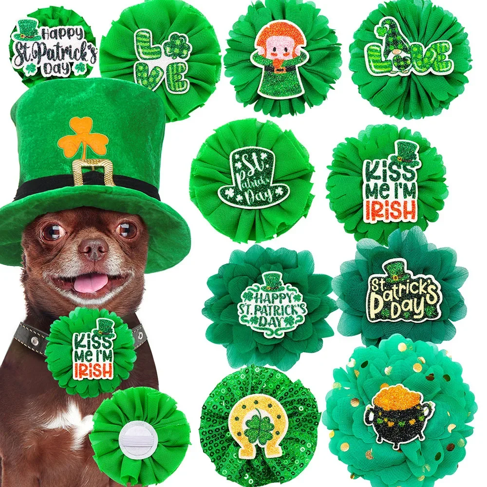 30 Uds. Collar de flores deslizante para perros, pajarita, suministros para perros ST Patrick, pajaritas para perros, Collar, dijes, accesorios para mascotas
