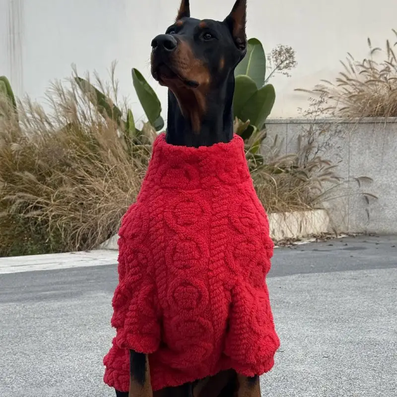 New Year Red Sweater For Media Large Dogs Warm Knit Dog Clothes Doberman Coats For Media Big Dogs ropa para perro - imagen 4