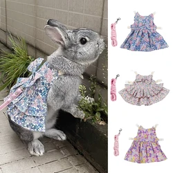 Vestido veraniego con arnés y correa para conejos - Algodon suave