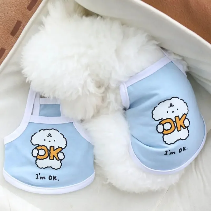 Ropa bonita y fresca de verano para perros pequeños, tirantes finos de color macarrón, oso de peluche, Pomerania, chaleco para perros pequeños - imagen 3