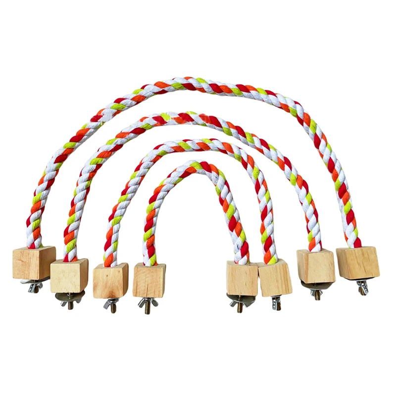 Juguetes para morder pájaros y mascotas, juguetes de cuerda de algodón de Color loro, juguetes elásticos para escalar loros, arnés de columpio para pájaros resistente, jaula, soporte para columpio de juguete para mascotas - imagen 5