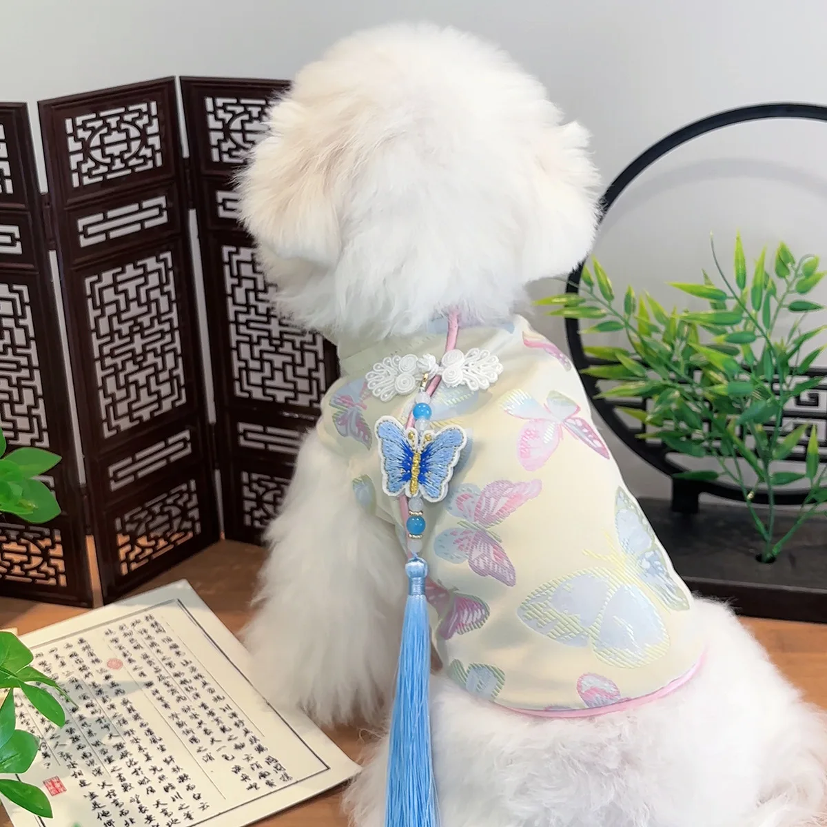 Otoño e Invierno mascota Cheongsam vestido para perros gato ropa de otoño e invierno chaqueta de ropa para cachorros de perros pequeños y medianos