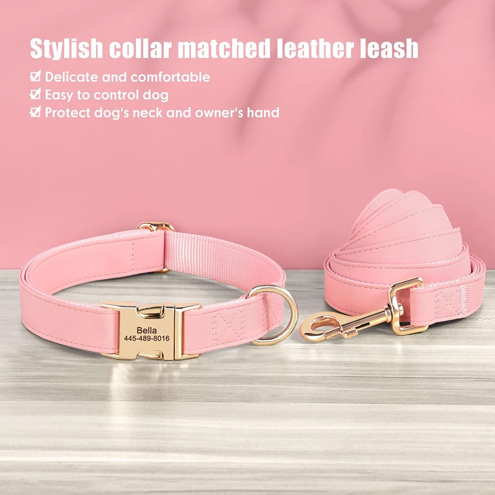 Juego de correa de Collar de perro personalizado, bolsa de cuero PU para perros, collares con hebilla para perros, correa para caminar para mascotas, bolsas de residuos para perros pequeños y medianos - imagen 3