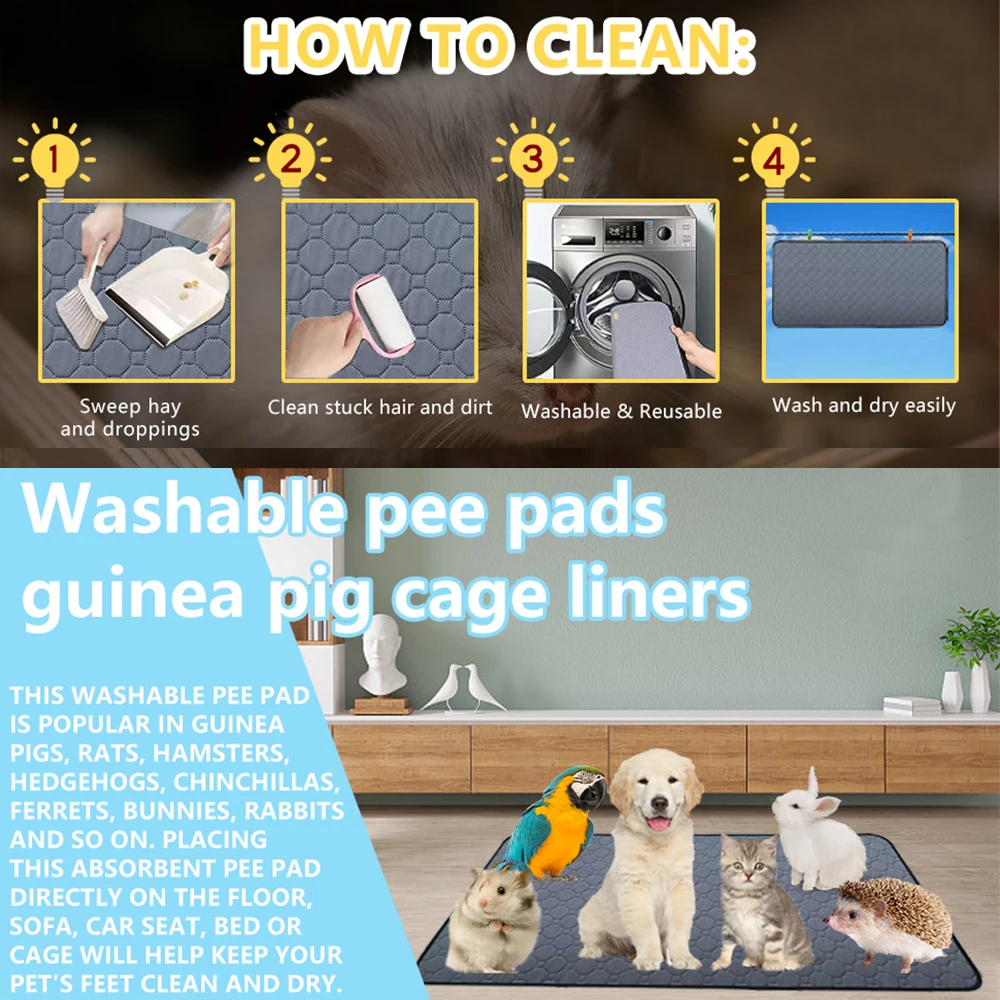 Forro lavable para jaula de cobayas impermeable superabsorbente - imagen 3