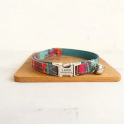 Collar gato personalizado con hebilla metálica y campana – Ajustable