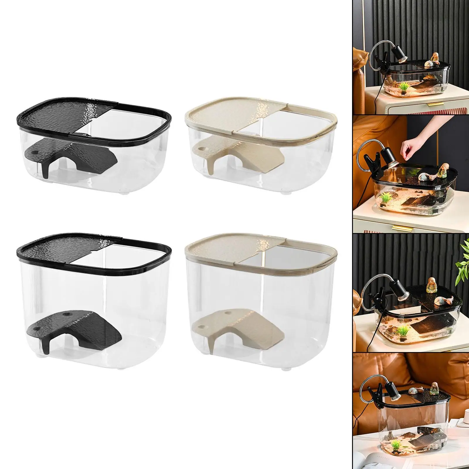 Plataforma para tomar el sol de tortuga, rampa transparente para tortuga, terraza de descanso para Newts, anfibios, animales semiacánicos, salamandras, reptiles pequeños - imagen 3