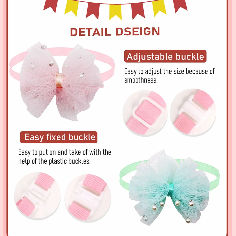 Pajarita de encaje para perros pequeños y gatos, accesorios de aseo para mascotas, 50 unidades - imagen 4