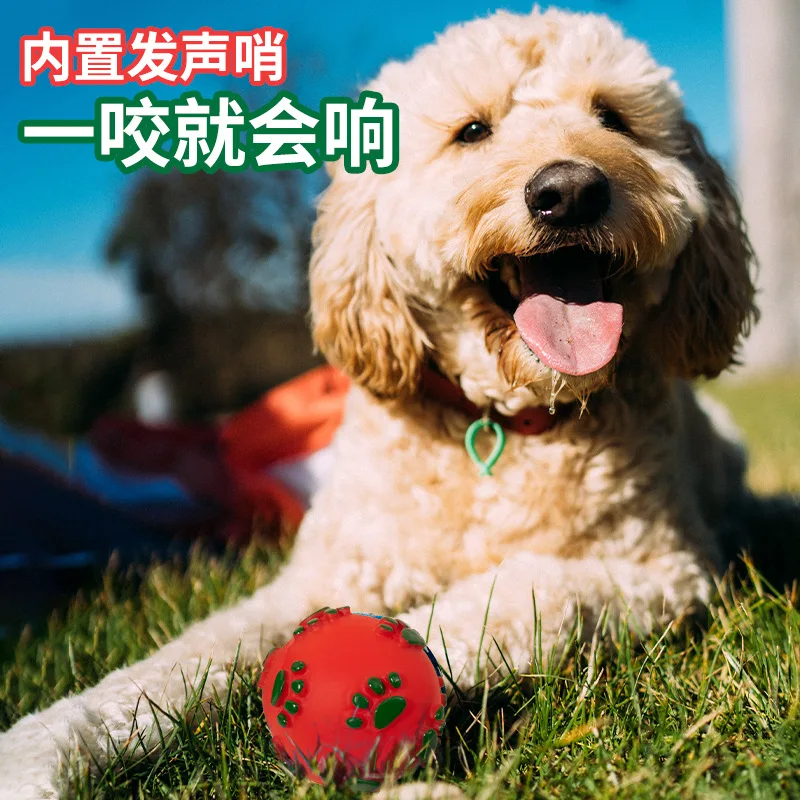 Pelota limpiadora de dientes para perros – Juguete sonoro con huella de pata - imagen 3