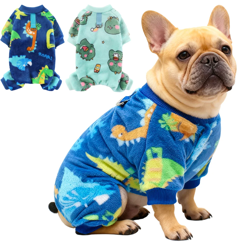 Pijamas para perros, suéteres de lana para cachorros pequeños y medianos, mono de dinosaurio suave y cálido para invierno, disfraz de Navidad - imagen 2