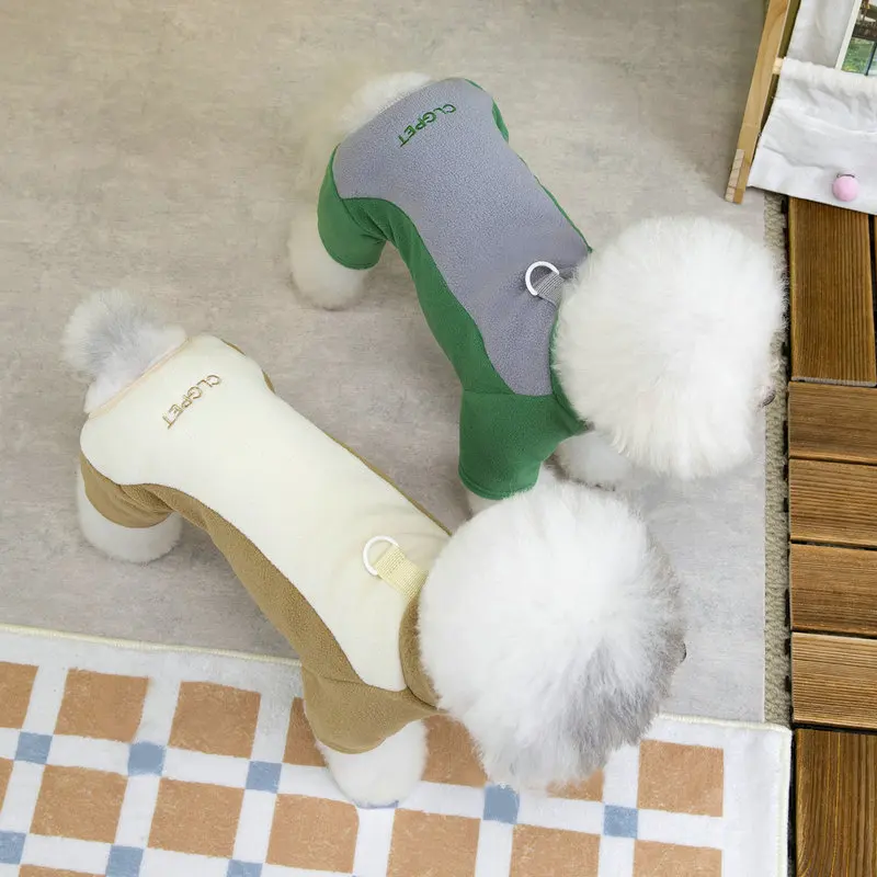 Mono de otoño e invierno para mascotas, abrigo polar de cuatro patas, camisa Base para perros, ropa para cachorros, pijamas para perros pequeños - imagen 3