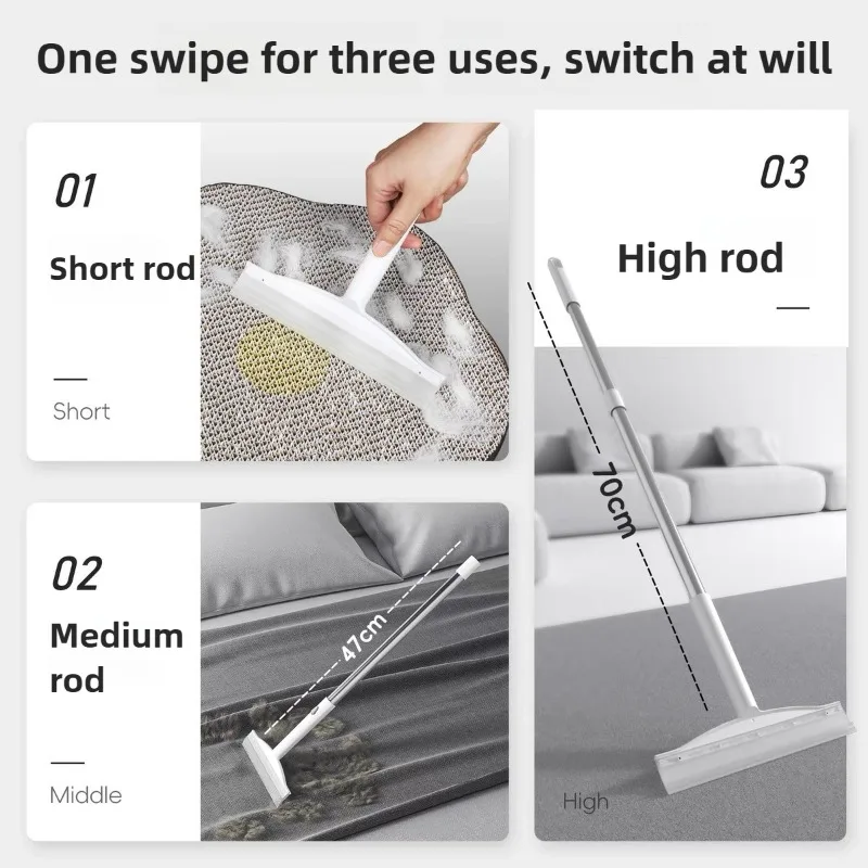 Cepillo para limpiar alfombras con mango largo, cerdas pegajosas, adsorción, Gel de silicona, cepillo para desechos, suministros de limpieza para mascotas, accesorios - imagen 2