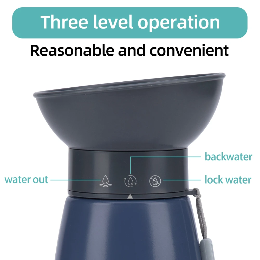 Botella de agua portátil para perros de 600ml, dispensador de agua con fuente de alta capacidad para perros grandes, cuenco para beber para perros al aire libre, suministros de Labrador - imagen 4